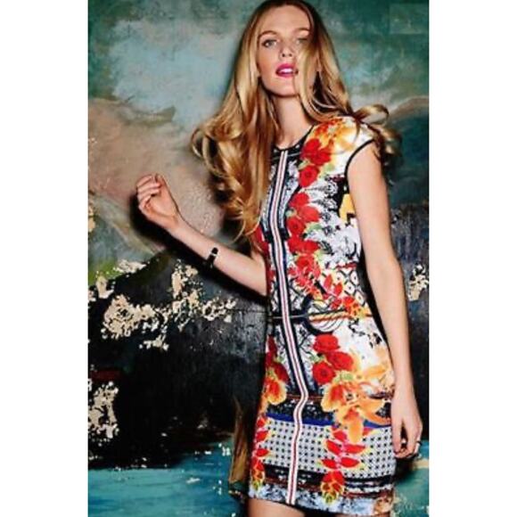 Clover Canyon Revolve Cigar Granny Floral Neoprene Cap Sleeve Dress Size‎ Large - Picture 1 of 10